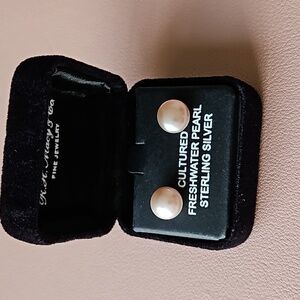 Pink cultured pearls / 925 sterling silver earring studs